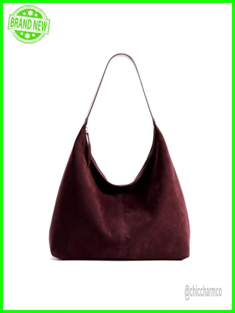 KALIDI Slouchy Tote Bag Faux Suede Leather Crescent Hobo Zipper Shoulder Bag